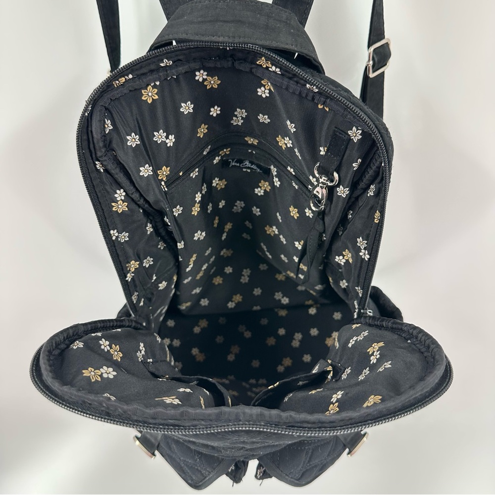 Vera Bradley Black Quilted Campus Back-pack Microfiber - Picture 5 of 14
